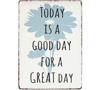 RNUMLIGH Retro Today Is a Great Day Inspirational Metal Tin Sign for Home Living Room Kitchen Bathroom Farmhouse Country Decor 8 X 12 inch