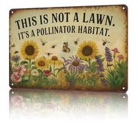 RNUMLIGH Rust Resistant Aluminum Eco Friendly Metal Sign Vintage Design Pollinator Habitat Quote Graphic Print For Garden Greenhouse Wall 8 X 12 in