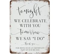 RNUMLIGH Rustic Metal Sign Tonight We Celebrate Tomorrow Say I Do Wedding Dinner Retro Wall-Art Plaque Bar Cafe Kitchen Living 8 X 12 in