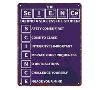RNUMLIGH Science Behind a Successful Student Metal Sign Study Habit Growth Mindset for Classroom Teacher Decor 8 X 12 inch