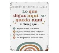 RNUMLIGH Spanish Confidentiality Rule Aluminum Sign School Counselor Office Decor What Happens Here Stays Plaque (8 X 12 in)