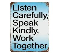 RNUMLIGH Teamwork Makes the Dream Work Metal Tin Sign Collaboration Quote Wall-Art for Workplace Breakroom Home 8 X 12 in