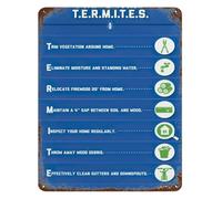 RNUMLIGH Termite Prevention Tips Metal Sign Vintage Funny Home Advice Tin Plaque Wall Decor for Garage Bar 8 X 12 Inch