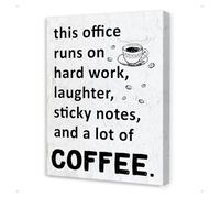 RNUMLIGH This Office Runs on Hard Work Funny Wall-Art Workplace Humor Canvas for Coffee Bar Decor(Unframed,16x24inch(40x60cm))