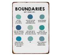RNUMLIGH Vintage Boundaries Setting Tin Sign Self Respect Poster for Classroom School Counselor Social Worker Desk Wall 8 X 12 inch