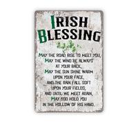 RNUMLIGH Vintage Irish Blessing Sign Rustic Metal Tin Shamrock Wall Decor for Home Bar Pub Kitchen 8 X 12 inch