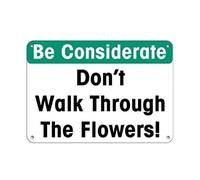 RNUMLIGH Vintage Metal Sign Stay Off Flowers Considerate Notice Wall Decor for Yard Pathway Lawn 8 X 12 inch