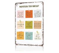 RNUMLIGH Vintage Notes To Self Love Metal Poster Journey Wall Hanging for Bedside Table Reading Corner Quiet Zone 8 X 12 inch