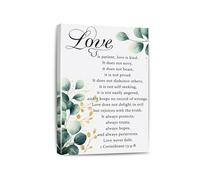 RNUMLIGH Wedding Gift Wall-Art, Scripture Print Love is Patient, 1 Corinthians 13:4-8 Canvas Poster for Newlyweds, Bedroom, Living Room(Unframed,12x18inch(30x45cm))