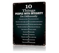 RNUMLIGH Witty 10 Things With Integrity Life Guidelines School Metal Sign Wall Hanging for Bar Pub Home Tavern 8 X 12 inch
