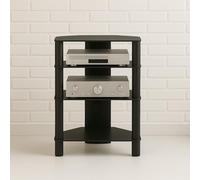 RO&CO Sonorous RX-2140-BLK Mobile HiFi 4 Ripiani in Vetro Temperato Nero 86x60x50 cm Struttura in Alluminio Nero Rack Audio Video fino a 65 kg con Sistema Passacavi