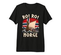 Ro! Norge Norvegia Fiordo Drakkar Nordico retrò Vichingo Maglietta Premium