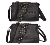 Ro Rox Borsa a Tracolla Danika Tracolla da Donna con Borchie Punk Gothic PU, Nero, Taglia unica