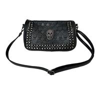 Ro Rox Borsa a Tracolla Keir Ecopelle Gotica con Teschio Borchiato