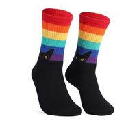 Ro Rox Calzini Rainbow Cat - Calzini divertenti e colorati per l'equipaggio del gatto nero, regalo unisex