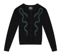 Ro Rox Cardigan con Serpente Gotico, Nero, Ricamato, Lavorato a Maglia, Stile Strega occulta, Nero, 2XL