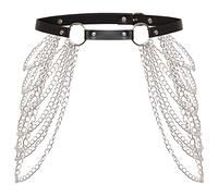 Ro Rox Cintura a strati Catene Rory Ecopelle Punk Gotico Fibbia O-ring Argento Emo - Nero - L