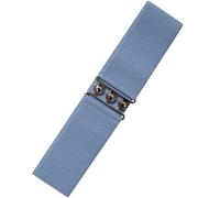 Ro Rox Cintura Donna Larga Elastica in Vita Stile Retrò Vintage - Cintura Stretch per Abiti, Anni 50 - Fibbia Argento o Oro - Taglie 38-42 - Cielo blu (Small)