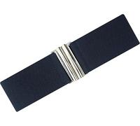 Ro Rox Cintura Donna Larga Elastica in Vita Stile Retrò Vintage - Cintura Stretch per Abiti, Anni 50 - Fibbia Moderna, Vari Colori - Blu navy (M)
