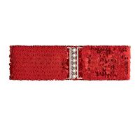 Ro Rox Cintura elasticizzata con paillettes - Cintura elastica scintillante per abiti e completi, Rosso, L-XL