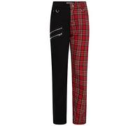 Ro Rox metà metà Pantaloni Tartan Unisex Plaid Check Pantaloni Emo Punk Gotico, Rosso, 28W
