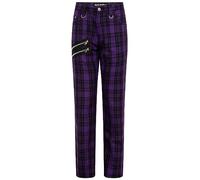 Ro Rox Pantaloni Quadri Tartan Pantaloni Unisex Emo Punk Gotico Affilati, Viola, 30W