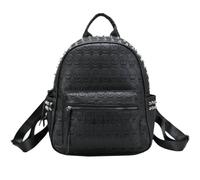 Ro Rox Zaino teschio borchiato - Zaino gotico in similpelle nera, borsa punk