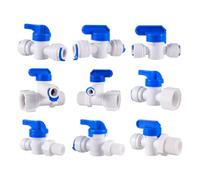 RO Tubo diritto per acqua da 1/4 3/8 OD 1/4 1/2 filettatura maschio raccordi a connessione rapida valvola a sfera in plastica raccordo ad osmosi inversa (argento)