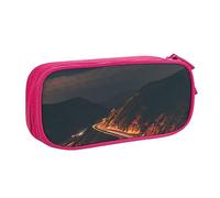 Road at night - Astuccio per matite, trucchi, gioielli, portatile, da viaggio, nero, rosa, taglia unica, astuccio per matite
