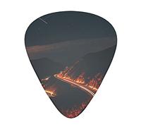 Road at night - Set di 12 plettri per chitarra, regalo per basso, per chitarra acustica, plettri, con scatola trasparente