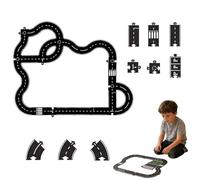 Road Puzzle Track, Flexible Road Puzzle Track for Kids, Rubber Modular Car Highway Set, Waterproof & Indestructible for Christmas Stem Toy (Type-F)
