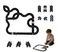 Road Puzzle Track, Flexible Road Puzzle Track for Kids, Rubber Modular Car Highway Set, Waterproof & Indestructible for Christmas Stem Toy (Type-G)