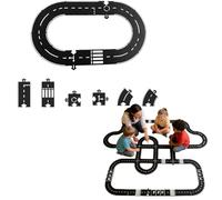 Road Puzzle Track, Flexible Road Track Expressway Circuit Set Toy, Waterproof Indestructible Modular Puzzle Car Highway Tracks for Kids Christmas Montessori Gift for Outdoor Indoor (12PCS,Black)