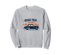 Road Trip Expert, Auto d'Epoca, Viaggi avventurosi Felpa, Unisex per Adulti, Grigio Melange, XL