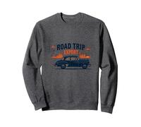 Road Trip Expert, Auto d'Epoca, Viaggi avventurosi Felpa, Unisex per Adulti, Grigio Scuro, L