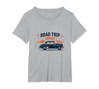 Road Trip Expert, Auto d'Epoca, Viaggi avventurosi Maglietta, Donna Plus-Size, Grigio Melange, 3X