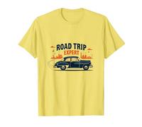 Road Trip Expert, Auto d'Epoca, Viaggi avventurosi Maglietta, Uomo, Limone, L