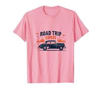 Road Trip Expert, Auto d'Epoca, Viaggi avventurosi Maglietta, Uomo, Rosa, M