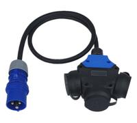 RoadEu - Adattatore da campeggio 3m - spina 16 A 3P su presa Schuko 3 X 230 V - 3 prese Schuko - Prolunga 3 metri, ideale per Camper, Campeggio, Caravan, Barca