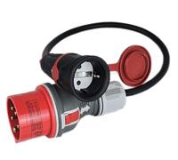 RoadEu - Adattatore industriale CEE ad alta corrente CEE, spina 16A, 380V a 220V, Adattatore Schuko 220V, cavo in gomma 3 x 2,5 mm. Prolunga 3m, perfetto per il garage, il capanno o il giardino