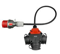 RoadEu - Adattatore Industriale Prolunga Multipresa 0,5m, Adattatore CEE 16A da 380V a 220V con 3 Prese 230V, Cavo in Gomma 5x2,5mm² Ideale per il garage, il capannone o la fabbrica