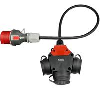 RoadEu - Adattatore per cantiere trifase 16A | Spina CEE 5P 400V a 3X Prese 230V | Prolunga industriale 0,5 m Cavo in gomma | Splitter di fase IP44