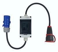 RoadEu - Adattatore per caravan - Spina CEE 3P 16A a femmina 230V - Cavo 3x2 5mm2 - Prolunga 1 metro con contatore di corrente IP44