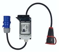 RoadEu - Adattatore Schuko completo con contatore di energia - Spina CEE 3P 16A e presa Schuko 230V con contatore elettrico - Prolunga 1m. IP44, Ideale per officina, garage, giardino o cantiere