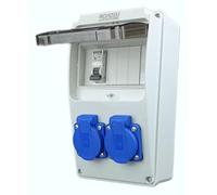 RoadEu - Distributore cablato da cantiere 230V - 2 prese con interruttore C16A - distributore di potenza con fusibili e prese Schuko - Ideale per il garage, il capannone o la fabbrica