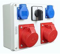 RoadEu - Distributore di corrente - 2 prese CEE 16A - con Schuko 230V - Distributore di corrente con interruttore principale 0-1. Distributore a parete con componenti PCE IP44