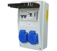 RoadEu - Distributore di corrente 230V con contatore, 2 prese Schuko, magnetotermico differenziale 40A, 2x C16A, misuratore di tensione. Perfetto per il garage, il capanno o il giardino