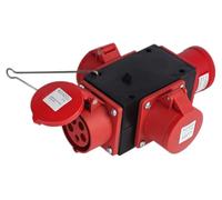 RoadEu - Distributore di corrente CEE 32A - 5 poli maschio a 3 prese da 32A 5p - 400V distributore di corrente IP44 - Robusto distributore di energia mobile per officina, industria ed esterni