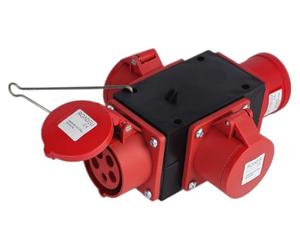 RoadEu - Distributore di corrente CEE 32A - 5 poli maschio a 3 prese da 32A 5p - 400V distributore di corrente IP44 - Robusto distributore di energia mobile per officina, industria ed esterni