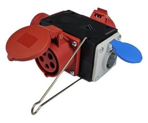 RoadEu - Distributore di corrente con uscite CEE e Schuko - Ciabatta Elettrica Industriale 16A, 380V e 230V - Distributore mobile con spina CEE a 5 poli e 2 x dosi, distributore di energia